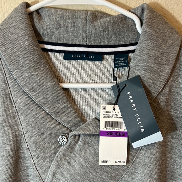 Perry Ellis men’s gray sweater long sleeve with one bottom. Size 2XL. - Picture 4 of 8